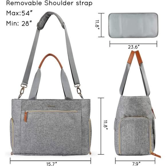 Breast Pump Bag Diaper Tote Bag with 15 Inch Laptop Sleeve Fit Most Breast Pumps - Picture 6 of 6